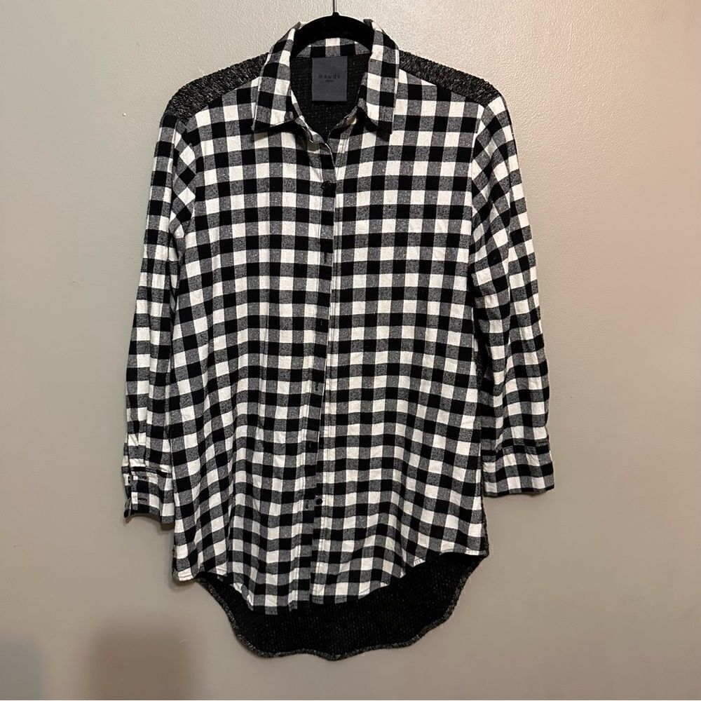 Maude black and white flannel with hi low back size large